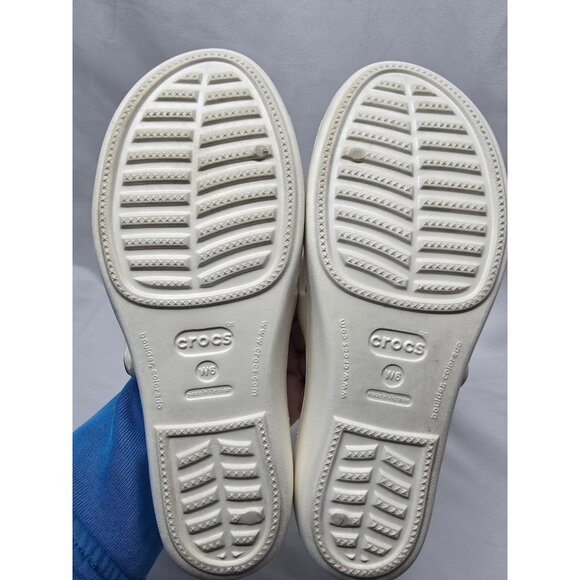Crocs Patricia Wedge Strappy Slide Slip On Sandals Womens Size 6 White/Tan - Picture 8 of 10